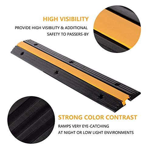 5 Pack Rubber Cable Ramp Hose Cable Protector Ramp 1 Channel 11000Lbs Load Capacity Traffic Speed Bump Wires Power Lines Extension Cord Cover for Indoor Outdoor (3 Count)