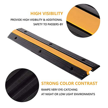 5 Pack Rubber Cable Ramp Hose Cable Protector Ramp 1 Channel 11000Lbs Load Capacity Traffic Speed Bump Wires Power Lines Extension Cord Cover for Indoor Outdoor (3 Count)