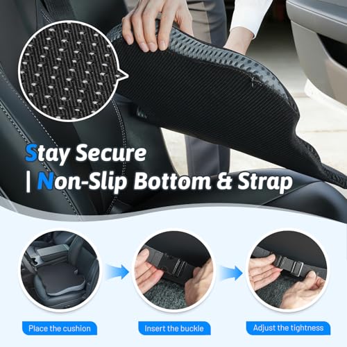 Wedge Car Seat Cushion for Better Visibility & Sciatica Pain Relief
