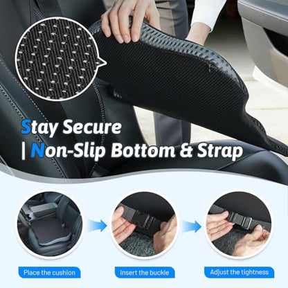 Wedge Car Seat Cushion for Better Visibility & Sciatica Pain Relief