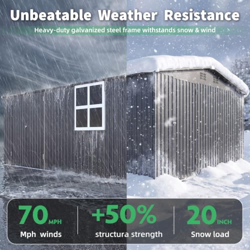 12' x 16' Large Metal Outdoor Storage Shed with Windows