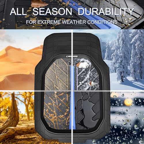 Tire Tread DeepDish Rubber Floor Mats for car Heavy Duty car mats All Weather (3 Count)