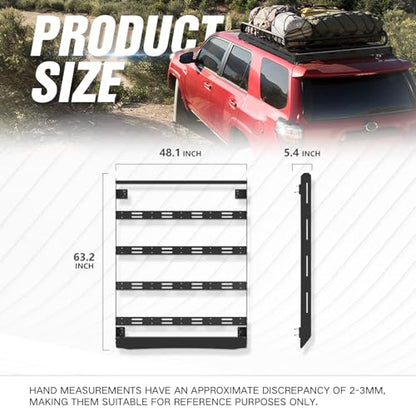 3/4-Length Roof Rack Cargo Basket Compatible with 2010-2024 Toyota 4Runner 5th Gen, Overland Rooftop Luggage Storage Holder, 350 LBS Platform Style Cargo Carrier for Outdoors Gear