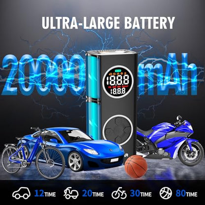 Cordless Tire Inflator Portable Air Compressor with Dual Nozzle & Digital Gauge