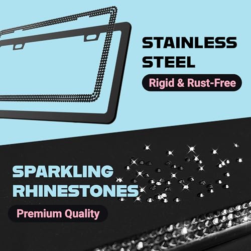 Elegant Black Bling License Plate Frame for Women