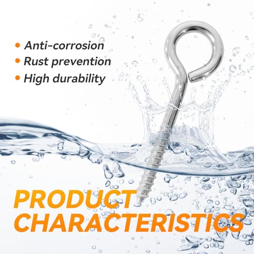 8Pcs 6 Inch Heavy Duty Screw Eyes Hooks (2 Count)