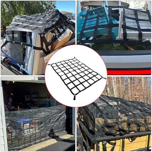 66" x 50" Truck Bed Cargo Net with Adjustable Cam Buckles & S