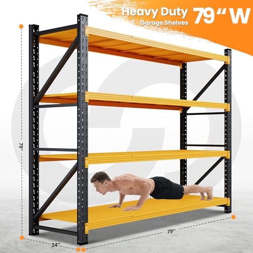 79” Wide Heavy Duty Metal Garage Shelving