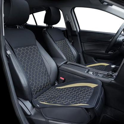 Leather Car Seat Covers Front 2PC Black Gold Luxury Waterproof