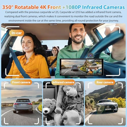 11.26" 125S CarPlay Android Auto Screen with Triple Dash Cam