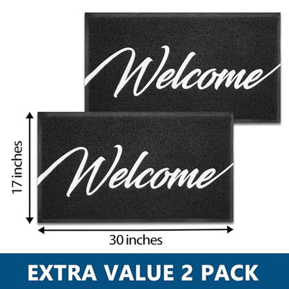 Door Mat 2 Pack Outside Inside Welcome Doormat 30"x17.5" Durable Floor Mat Non Slip Rug Ultra Absorb Mud Easy Clean Front Doormat for Garage