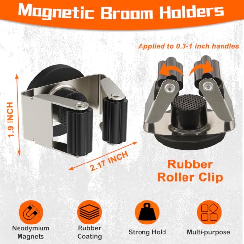 4 Pack Magnetic Mop Broom Holder (4 Count)
