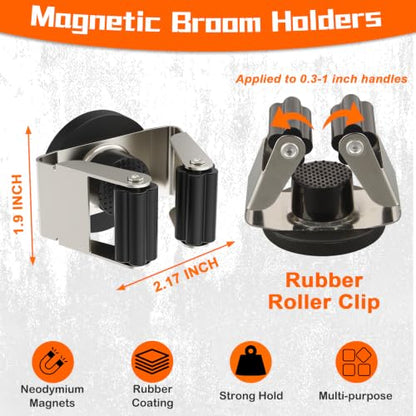 4 Pack Magnetic Mop Broom Holder (4 Count)