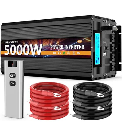 5000 Watt Power Inverter 12V DC to 110V 120V Converter for Family RV Off Grid Solar System Car with Type