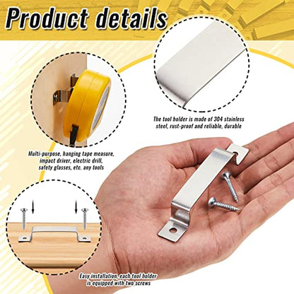 6 Pcs Tape Measure Clip Tape Measure Holder with Screws