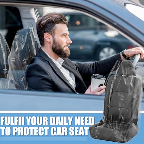 50 PCS Disposable Car Seat Covers Clear Plastic Vehicle Seat Protector