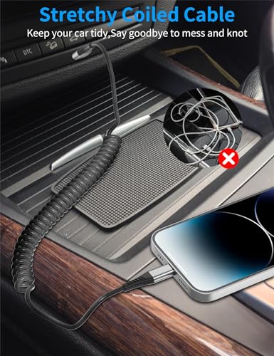 Coiled USB to Lightning Cable 3FT for Car