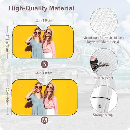 Custom Windshield Sun Shade for Car Personalized Window Sunshades Add Your Photo Logo Text Image Customize Car Sun Visor Foldable UV Ray Sun Protector for Sedans SUV Trucks