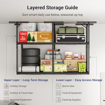 3x8 2 Tier Overhead Ceiling Garage Storage Rack