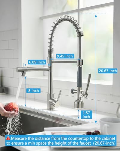 Commercial Pull Down Sprayer Brushed Nickel Kitchen Faucet