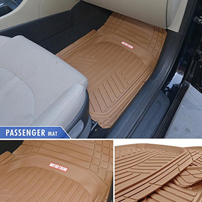 Beige Heavy Duty Front & Rear Rubber Floor Mats Universal Liners for Car SUV Van & Truck