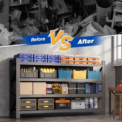 68" W Storage Shelves 8000lbs Garage Metal Shelving Heavy Duty Garage Shelves Adjustable Storage Shelves for Industrial