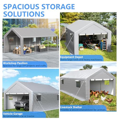 Carport 13x21ft Heavy Duty Large Outdoor Storage Shed with Roll