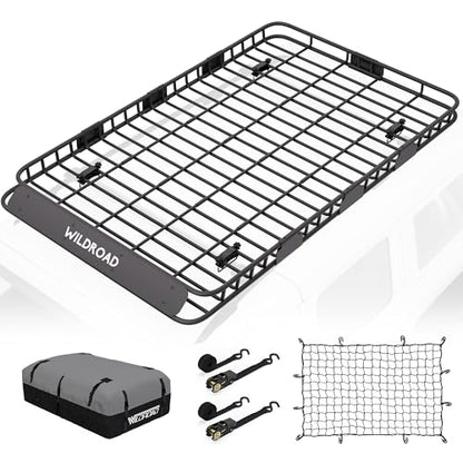 Rooftop Cargo Carrier Combo Roof Rack Cargo Basket 84" x 50" x 4"