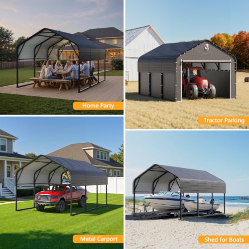 10x16 Metal Carport with Removable Sidewalls