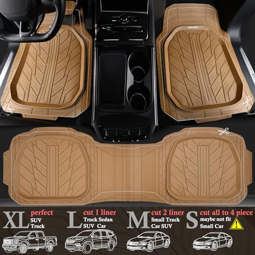 Tire Tread DeepDish Rubber Floor Mats for car Heavy Duty car mats All Weather (4 Count)