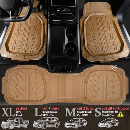 Tire Tread DeepDish Rubber Floor Mats for car Heavy Duty car mats All Weather (4 Count)