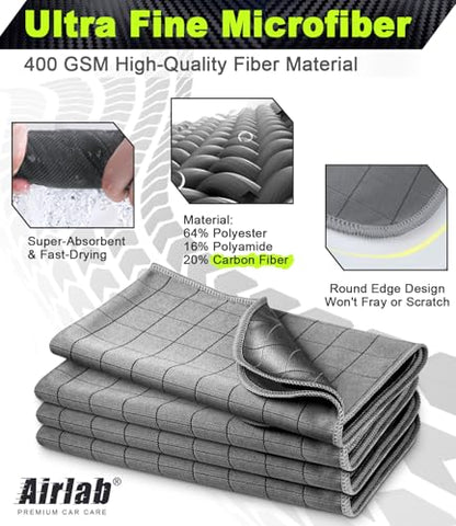 Carbon Microfiber Towels for Car Glass Window Polishing (4 Count)