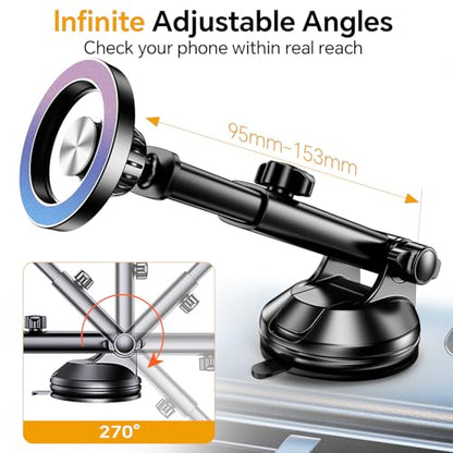 for MagSafe Car Mount【Windshield+Vent+Dash】Magnetic Phone Holder for Car Phone Holder Mount Cell Phone Holders for Your Car Accessories Suction Phone Mount for Car Truck Stand for iPhone 17 16