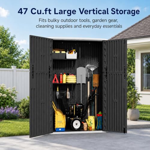 47 Cu.Ft Vertical Outdoor Storage Shed with Reinforced Floor