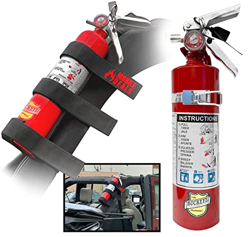 Dry Chemical 2.5 Pounds lbs Fire Extinguisher with Vehicle Bracket and Mobile Deals Adjustable Roll Bar Holder Mount Compatible with Jeep Wrangler Unlimited