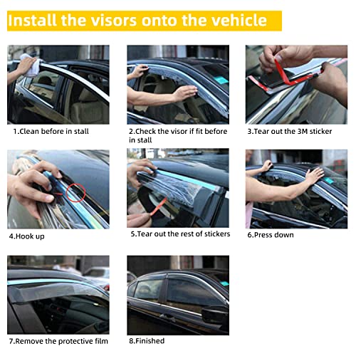 Window Visor Rain Guard Compatible with 2015 (4 Count)