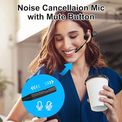 Open Ear Bluetooth Wireless Trucker Headset with Microphone