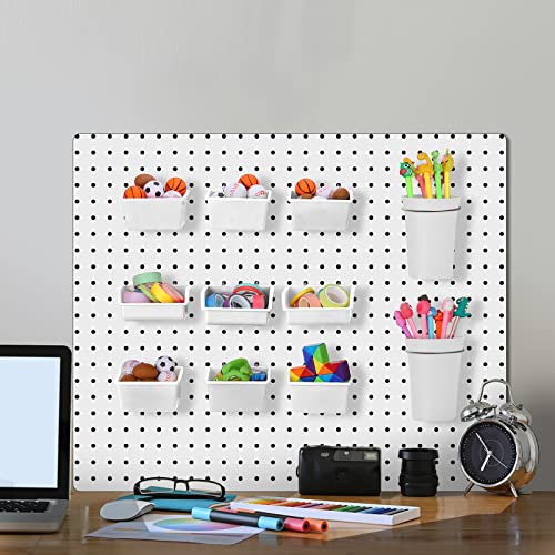 20 Pcs Pegboard Bins and Cups with Hooks and Loops Peg Assortment Organizer Accessories Various Tool Organizer Pegboard Baskets Set for Garage Workshop Workbench Office