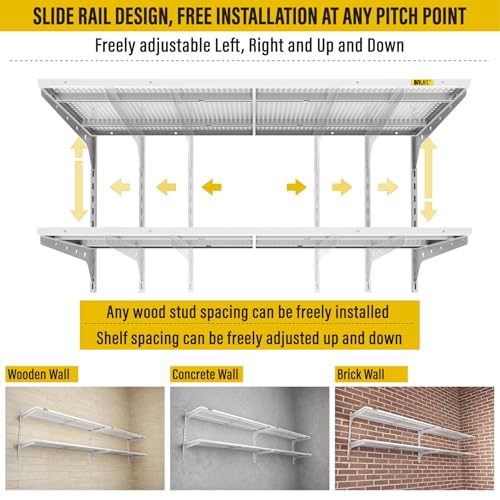2 Pack 2 Tier 1.3x4ft Garage Shelving Wall Mounted (2 Count)