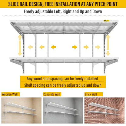 2 Pack 2 Tier 1.3x4ft Garage Shelving Wall Mounted (2 Count)