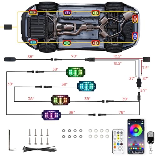 4 Pods 84 LEDs 5 Sides RGB Rock Lights for Trucks (4 Count)