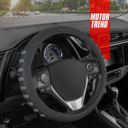 FlexGrip Gray Steering Wheel Cover for Cars