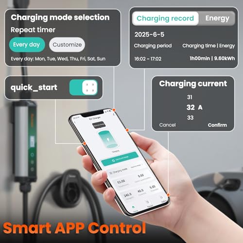 Level 2 EV Charger 40 Amp Portable J1772 Charger