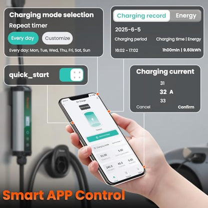 Level 2 EV Charger 40 Amp Portable J1772 Charger