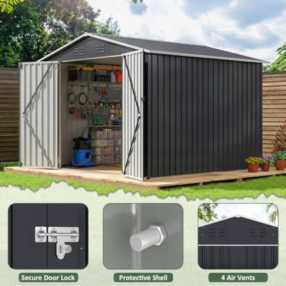 8X8 FT Outdoor Storage Shed Black