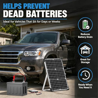 30W 12V Solar Panel Battery Charger Trickle Maintainer Kit
