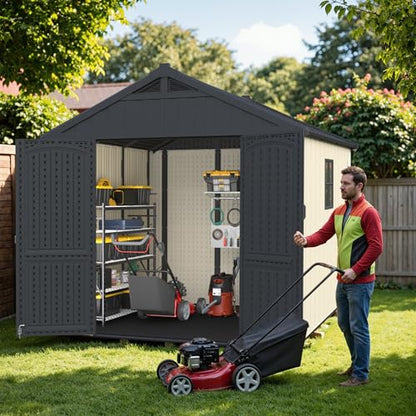 8x8FT Plastic Outdoor Storage Shed with Floor