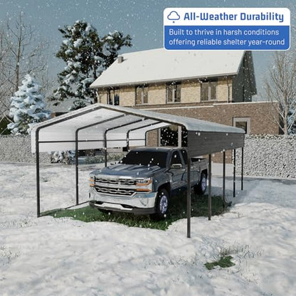 Metal Carport 13 * 20 FT Heavy Duty Carport Canopy with Galvanized Steel Roof Multi
