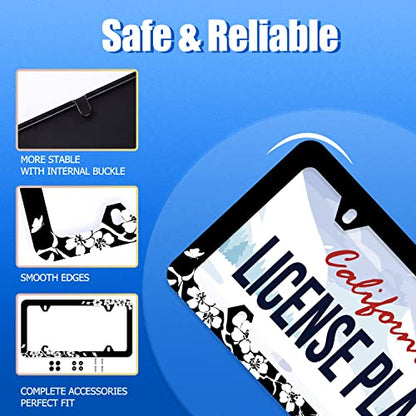 2Pcs Cherry Blossom License Plate Frame Stainless Steel Accessory12.3x6.3In