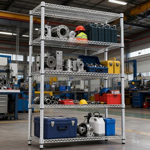 5 Tiers Shelf Metal Storage Shelves 3300 lbs Steel Storage Shelving Utility Shelving Unit Steel Organizer Wire Rack for Home (5 Count)